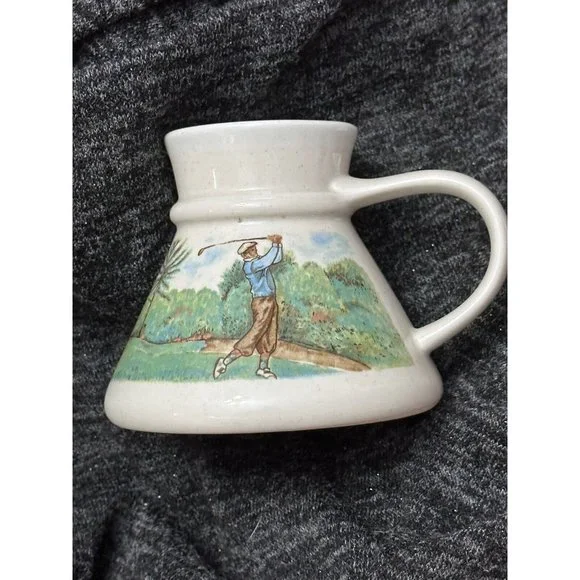 Otagiri Papel Graphics No Spill Mug Coffee Cup Golf Course Golfer Vtg - Picture 6 of 6